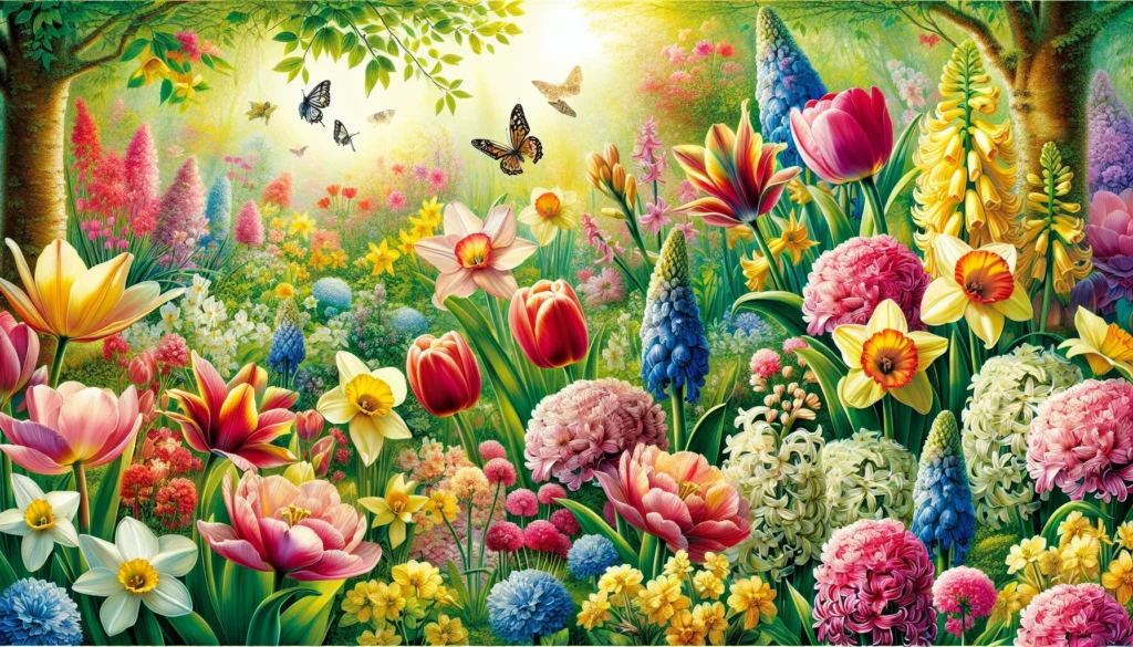 Vibrant spring flowers blooming Beawareofmecom Vibrant spring flowers blooming representing renewal and the positive effects of spring on mental health