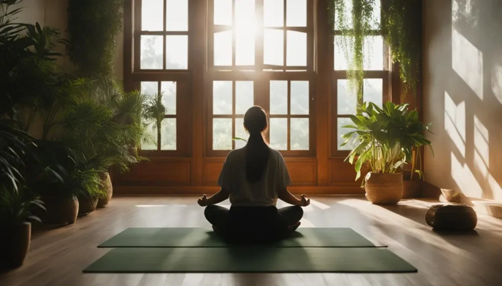 Adult practicing mindfulness meditation for ADHD mental health 3 Beawareofmecom A woman practicing meditation in a serene house
