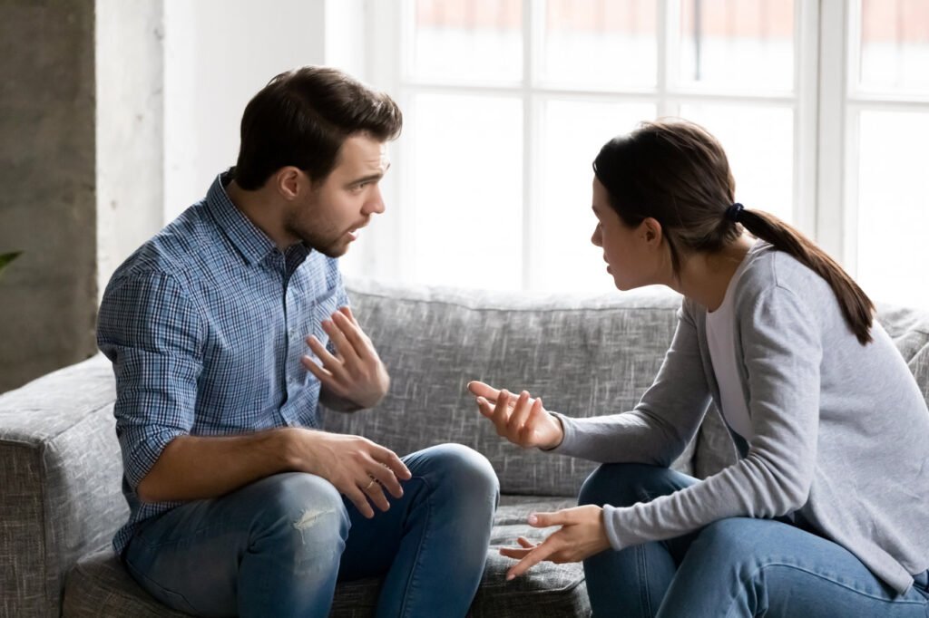 Stressed young married family couple arguing blaming each other Beawareofmecom How Partner Attachment Styles Shape Mental Health and Relationship Satisfaction