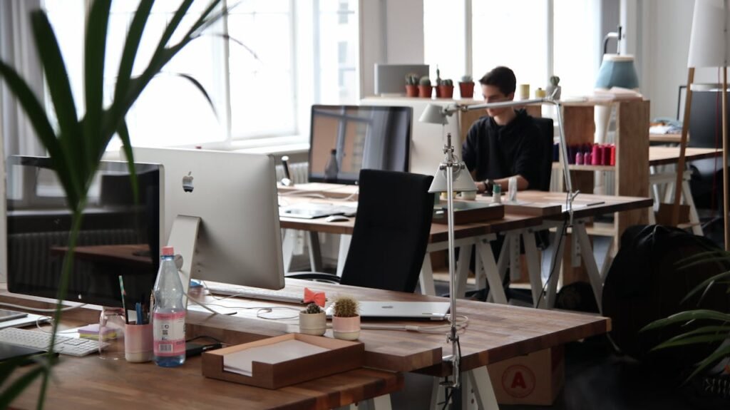 Tips for Managing Stress at Work 5 Beawareofmecom A well organized and cozy home office space symbolizing the balance between work and personal life