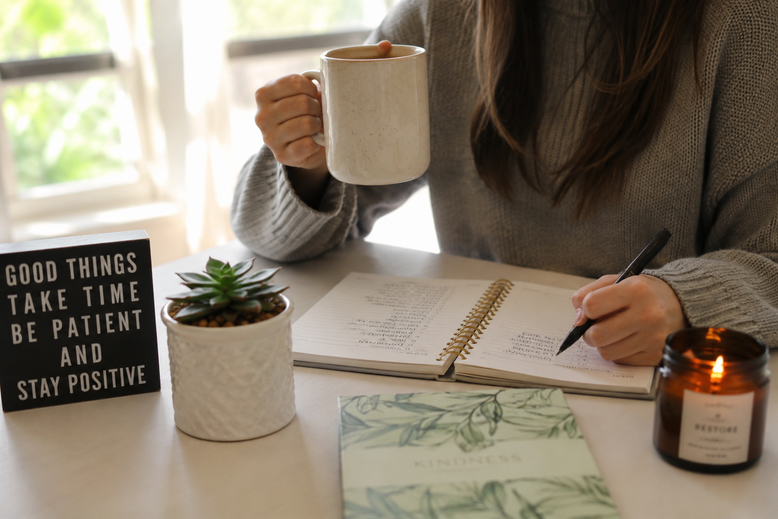 Person practicing daytime habits that reduce nighttime financial anxiety