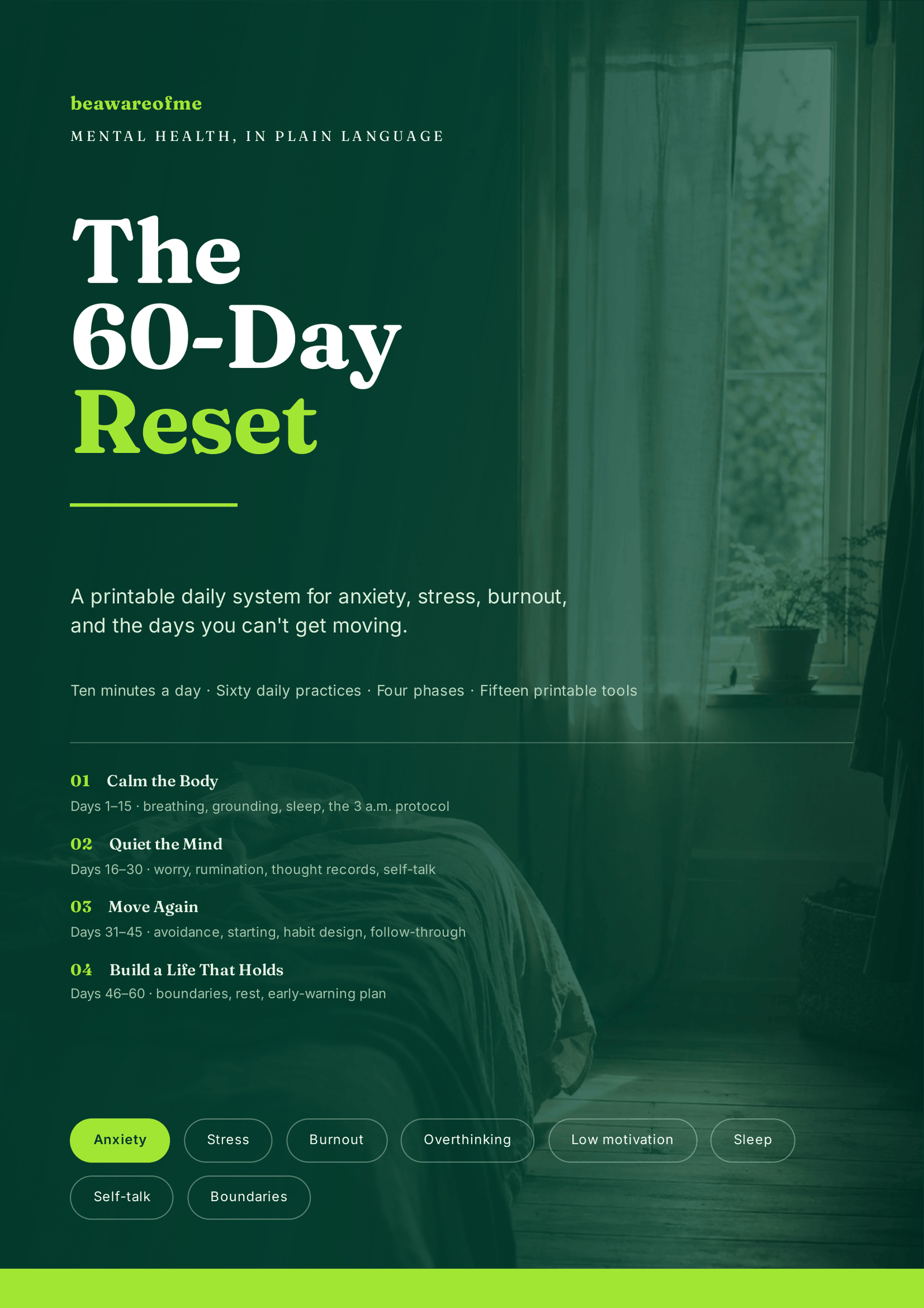 The 60-Day Reset printable mental health workbook