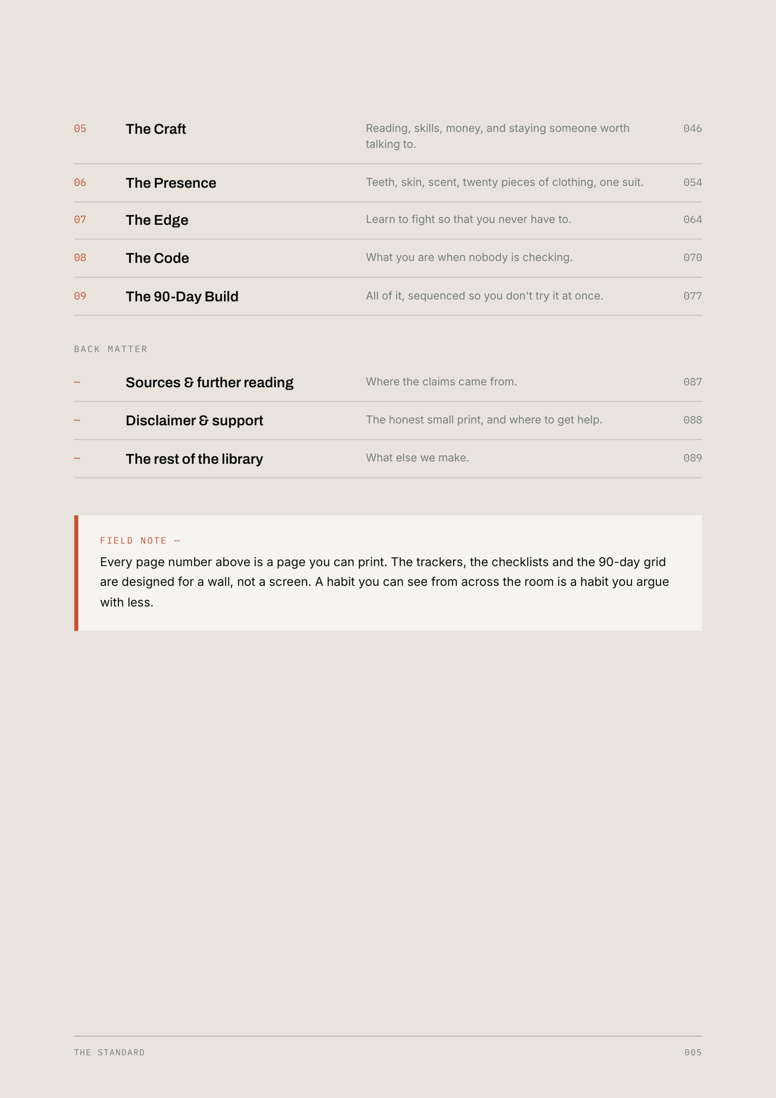 The Standard — contents