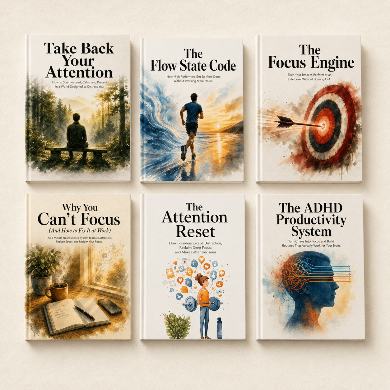 The Focus Stack bundle — six guides on focus, ADHD and attention